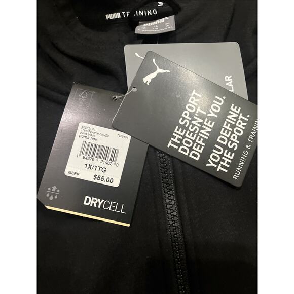 Puma Cropped Hoodie Jacket 1X Women Full-Zip Sweat Jacket Training Workouts Blak - Picture 6 of 10